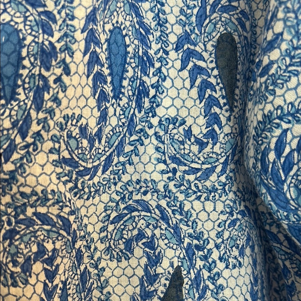 Roberta Roller Rabbit Blue and Cream Patterned Top - Picture 4 of 5